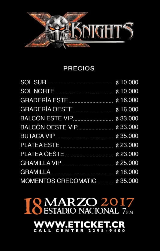 X-KNIGHTS : Venta y precios del evento.
